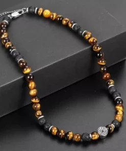 Men’s Tiger Eye & Lava Stone Beaded Choker