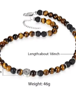 Men’s Tiger Eye & Lava Stone Beaded Choker