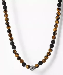 Men’s Tiger Eye & Lava Stone Beaded Choker