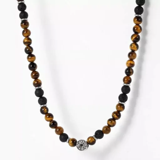 Men’s Tiger Eye & Lava Stone Beaded Choker