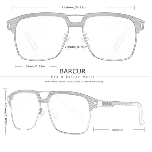 Stainless Square Polarized Sunglasses for Men