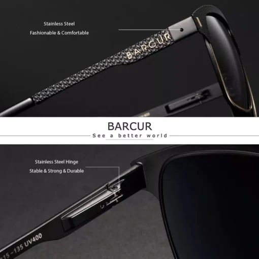 Stainless Square Polarized Sunglasses for Men