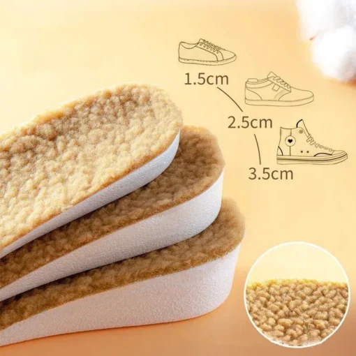 Winter Warm Height Increase Insoles – 1Pair Sports Shock Absorption Shoes Insole