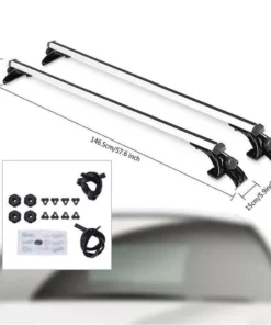 Universal Aluminum Alloy Car Top Roof Rack Cross Bars with Adjustable Hooks