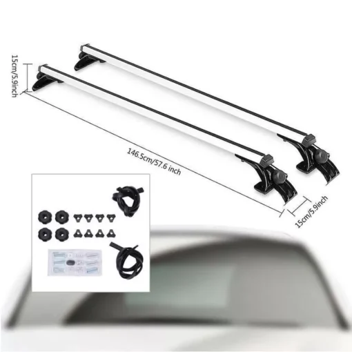 Universal Aluminum Alloy Car Top Roof Rack Cross Bars with Adjustable Hooks