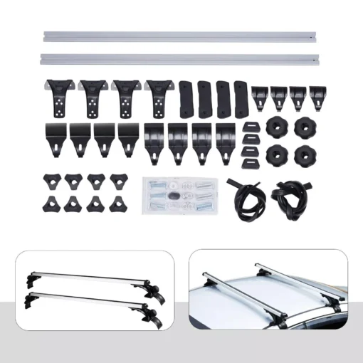 Universal Aluminum Alloy Car Top Roof Rack Cross Bars with Adjustable Hooks
