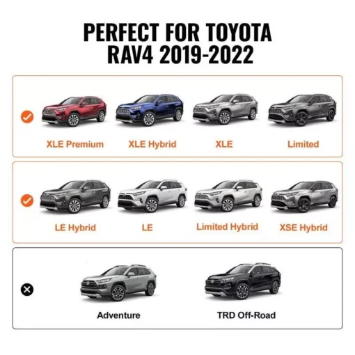 Toyota RAV4 2019-2023 Aluminum Roof Rack Cross Bars with 260lbs Capacity & Locks