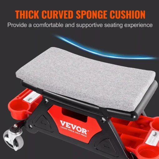 Heavy-Duty Rolling Mechanic Seat with Tool Storage and Wheels
