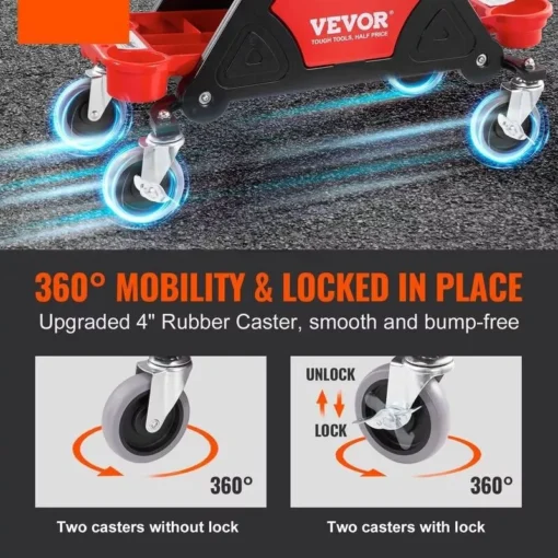 Heavy-Duty Rolling Mechanic Seat with Tool Storage and Wheels