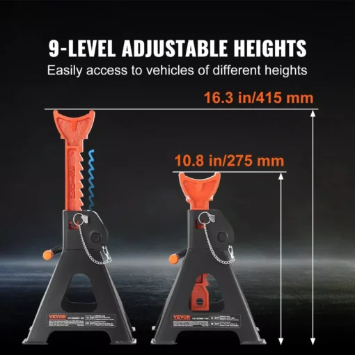 Heavy-Duty Double Locking Jack Stands 3/6 Ton Capacity