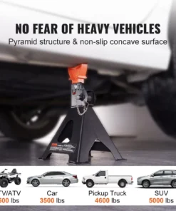 Heavy-Duty Double Locking Jack Stands 3/6 Ton Capacity