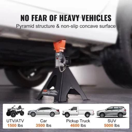 Heavy-Duty Double Locking Jack Stands 3/6 Ton Capacity