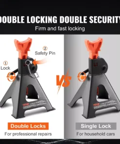 Heavy-Duty Double Locking Jack Stands 3/6 Ton Capacity