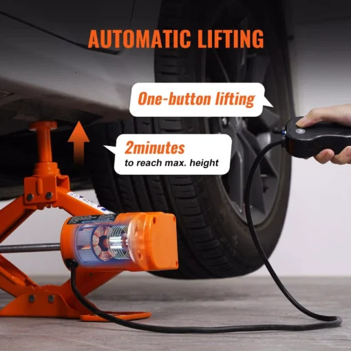Portable 12V Electric Scissor Jack 3 Ton/6600 lbs for SUV & Sedan Tire Change