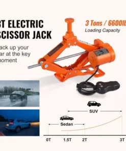 Portable 12V Electric Scissor Jack 3 Ton/6600 lbs for SUV & Sedan Tire Change