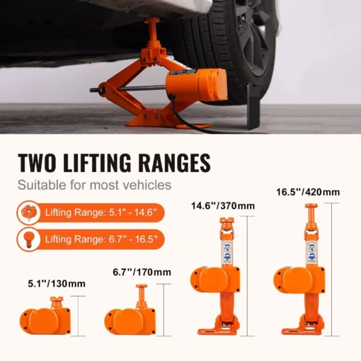 Portable 12V Electric Scissor Jack 3 Ton/6600 lbs for SUV & Sedan Tire Change