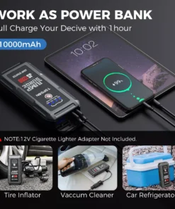 Ultra-Powerful 2000A/1200A 12V Car Jump Starter & Power Bank with LED Flashlight