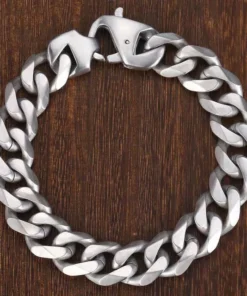 Stylish Matte Silver 15mm Stainless Steel Cuban Link Bracelet for Men