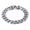 Stylish Matte Silver 15mm Stainless Steel Cuban Link Bracelet for Men