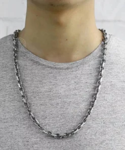 Stylish 9mm Silver Stainless Steel Cable Link Chain Necklace