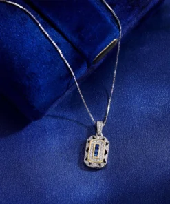 Elegant Vintage 925 Sterling Silver Blue Spinel and Cubic Zirconia Pendant Necklace with 18-Inch Chain