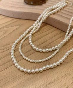Elegant Multilayer Simulated Pearl Necklace