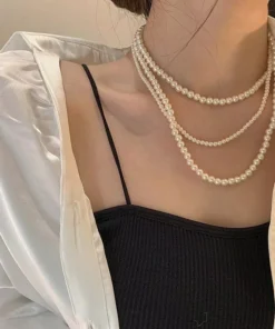 Elegant Multilayer Simulated Pearl Necklace