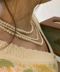 Elegant Multilayer Simulated Pearl Necklace