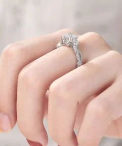 Sterling Silver Princess Cut Cubic Zirconia Engagement Ring