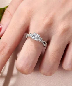 Sterling Silver Princess Cut Cubic Zirconia Engagement Ring