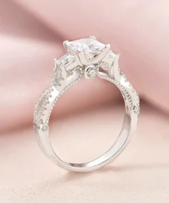 Sterling Silver Princess Cut Cubic Zirconia Engagement Ring