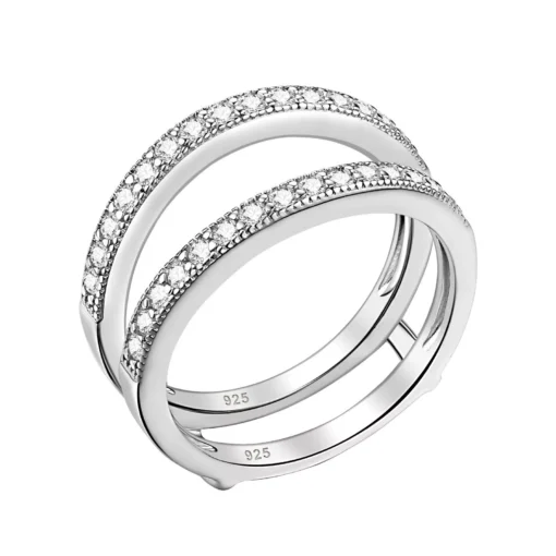 Princess Cut Sterling Silver Engagement Ring Set with CZ Stones