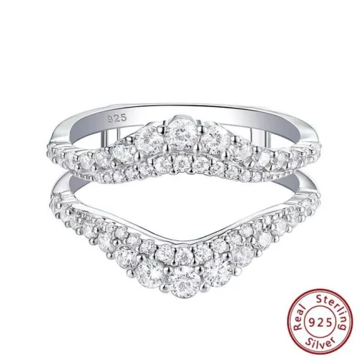 Sterling Silver Round Cut Cubic Zirconia Engagement Wedding Band