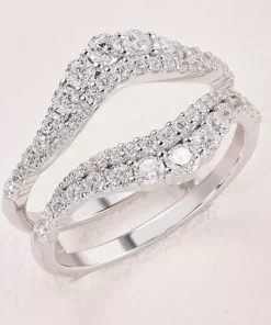 Sterling Silver Round Cut Cubic Zirconia Engagement Wedding Band
