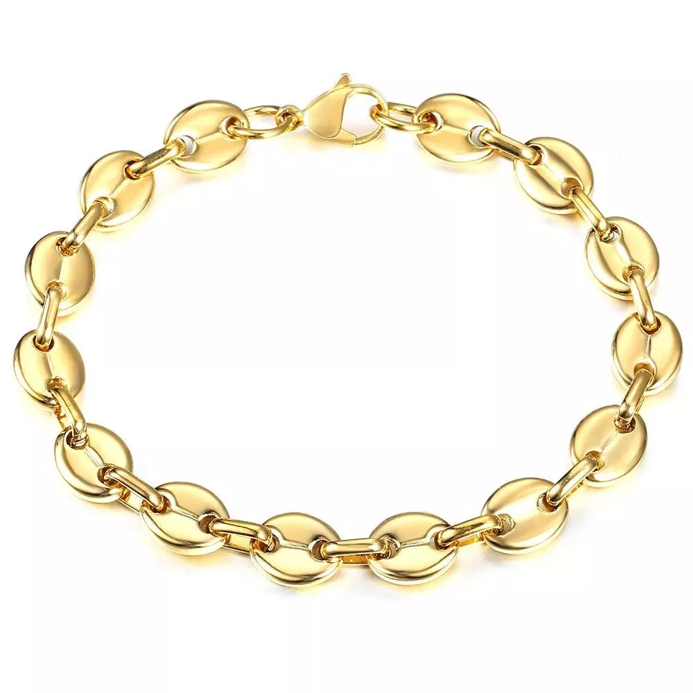 Stainless Steel Coffee Beans Link Chain Bracelet