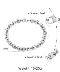 Stainless Steel Coffee Beans Link Chain Bracelet