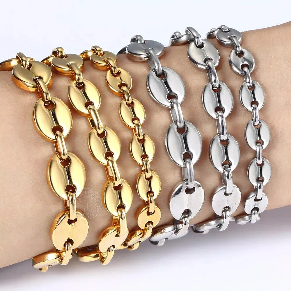 Stainless Steel Coffee Beans Link Chain Bracelet