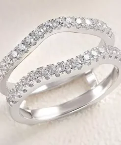 Sterling Silver Pear Cut Zircon Engagement Ring Set