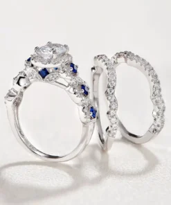 Exquisite 3-Piece Pear Cut Engagement Ring Set in 925 Sterling Silver