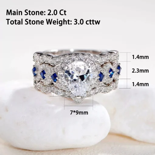 Exquisite 3-Piece Pear Cut Engagement Ring Set in 925 Sterling Silver