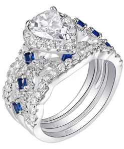 Exquisite 3-Piece Pear Cut Engagement Ring Set in 925 Sterling Silver