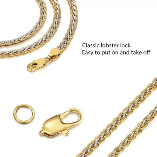 Elegant 4mm Gold-Filled Hammered Link Chain Necklace