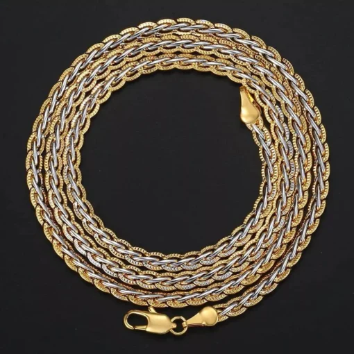 Elegant 4mm Gold-Filled Hammered Link Chain Necklace
