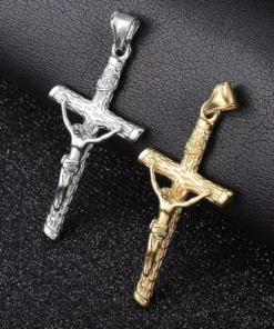 Gold & Silver Crucifix Charm Necklace