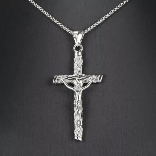 Gold & Silver Crucifix Charm Necklace