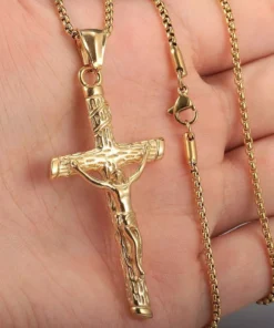 Gold & Silver Crucifix Charm Necklace