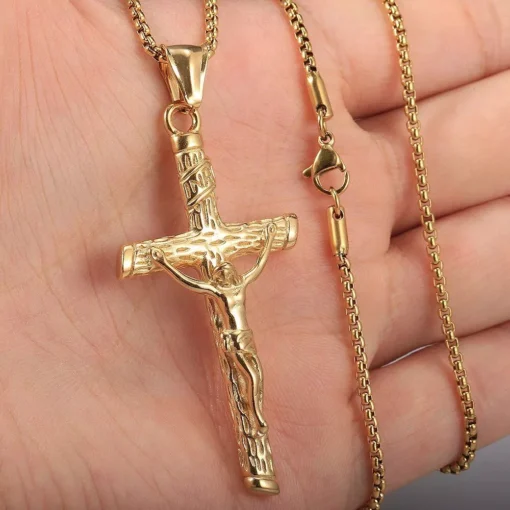 Gold & Silver Crucifix Charm Necklace