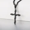 Stainless Steel Cross Pendant Necklace with Cuban Chain
