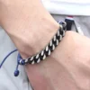 Handmade Stainless Steel Cuban Link Chain & Braided Leather Bracelet