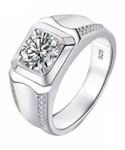 Luxurious 925 Sterling Silver 2Ct Moissanite Men’s Wedding Ring
